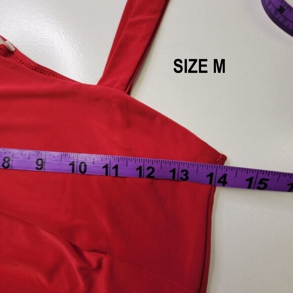 RED Sleeveless Stretchy Top With One Shoulder Strap Size M Size L - Picture 6 of 10
